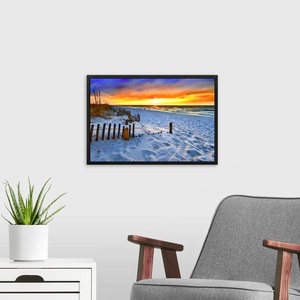 Pintura Decorativa en Lienzo con Marco de Paisaje de Playa al Atardecer Rojo, Decoración de Oficina, Impresiones para Sala de Estar - Product Image 6