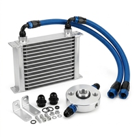 Kit Universale di Raffreddamento Olio in Lega di Alluminio, 10 File AN10, Radiatore Olio Motore e Trasmissione con Tubo e Adattatore a Piastra Sandwich, Nero
