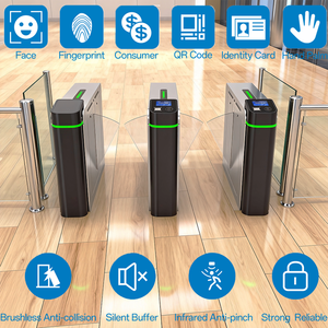 Portão Inteligente Mingxu para Pedestres com Reconhecimento Biométrico de Impressão Digital e Facial, Recurso de Segurança Anticolisão e Gestão por Controle Remoto - Product Image 1