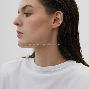 Rosaeflora "Be With Yourself" Pendientes de Bambú sin Perforación, Plata de Ley 925 Auténtica, Joyería Fina, Unisex - Product Image 5