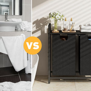 Cesto per Bucato a 2 Scomparti, Cesto per Vestiti Sporchi con Sacca Interna Rimovibile, Tessuto Oxford Riutilizzabile, Salvaspazio, Moderno Contenitore per Bagno <span class=keywords><strong>ECO</strong></span> - Product Image 2