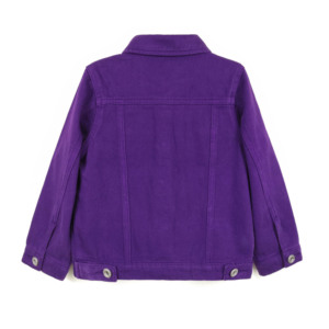 Giacca in Denim Lavato Viola 100% Cotone YAXI per Bambini, Stile Vintage con Ricamo e Bottoni, Produttore OEM/ODM, Lavabile - Product Image 2