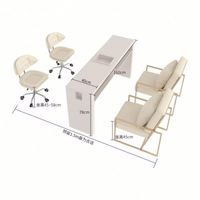 Meubles de salon de manucure de luxe, table et chaise de manucure doubles, vente en gros d'usine, salon de beauté professionnel en bois, style moderne du milieu du siècle