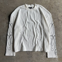 T-shirt à manches longues Yingling personnalisé avec impression, ourlet élastique, tricot gaufré, vente en gros, streetwear unisexe, coupe ample pour homme