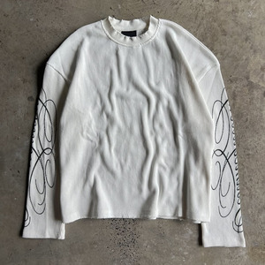 T-shirt a manica lunga personalizzata Yingling con stampa Ram Hem Emotion, in <span class=keywords><strong>maglia</strong></span> waffle, all'ingrosso, streetwear unisex, vestibilità ampia, da uomo - Product Image 3