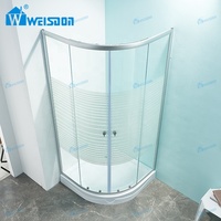 Weisdon Foshan Usine Ronde Croix Grain En Verre Trempé Encadré En Alliage D'aluminium Salle De Douche