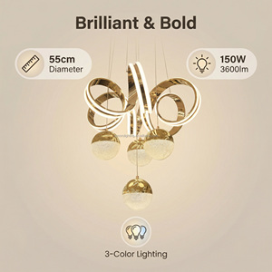Lampadario a Sospensione <span class=keywords><strong>LED</strong></span> Contemporaneo di Lusso AB 150W per Soggiorno, Sala da Pranzo, Camera da Letto - Lampadario Moderno per Hotel, Villa, Caffè - Durevole - Product Image 5