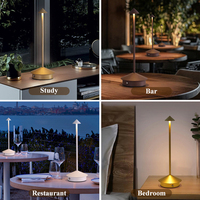 Lámpara de Mesa LED Inalámbrica Recargable de Lujo Nórdico, Ecológica, con Control Táctil, Ajustable, Metálica, Tipo-C, Luz Regulable 3000-6000K
