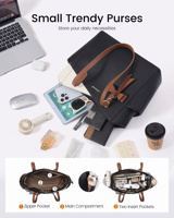 LOVEVOOK Sac à main et sac à bandoulière tendance pour femme de 12,5 pouces, petit sac fourre-tout avec fermeture éclair en cuir PU 2026
