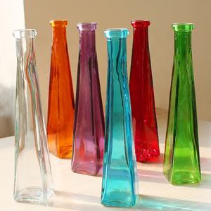 Floreros de cristal de diferentes formas para decoración del hogar, jarrones de colores baratos - Product Image 1