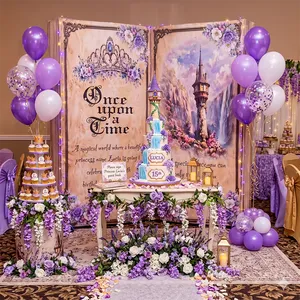 Toile de fond 3D en forme de livre ouvert 8x8 pieds avec support en aluminium, toile tendue pour photomaton, idéale pour la décoration d'événements féeriques et de fêtes - Product Image 4