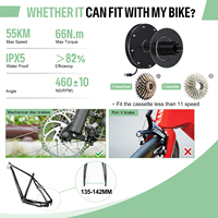Kit de conversion de vélo électrique avec moteur de moyeu CC sans balais 48V 1000W pour roues 26, 27,5 pouces et 700C, avec écran LCD