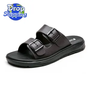 Sandal kulit kasual musim panas untuk pria, sandal karet Eva, sandal dan sandal untuk pria