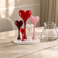 Ensemble de sculptures de cœurs de la Saint-Valentin sur pied, sur mesure, grand format, cinq cœurs, service de fabrication OEM pour projet de cadeau de vacances