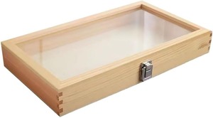 Caja de Madera de Pino Natural con Tapa Abatible <span class=keywords><strong>y</strong></span> Cierre Frontal, Vitrina Cerrada con Tapa de Vidrio - Product Image 5