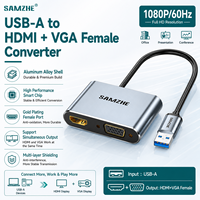SAMZHE - Adaptador Convertidor de Aleación USB3.0 a HDMI/VGA, Cable de Expansión para Conectar un Portátil a un Televisor o Proyector para Expansión HD