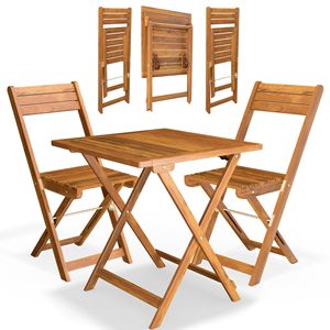 Ensemble de meubles de jardin Combohome 3 pièces pour petits balcons, ensemble de balcon en bois, chaise et table pliantes en bois massif pour jardin - Product Image 1