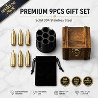 Cadeaux uniques pour la fête des pères, pierres à whisky en or personnalisées de qualité supérieure, cubes de glace réutilisables en acier inoxydable 304 pour papa, coffret cadeau whisky