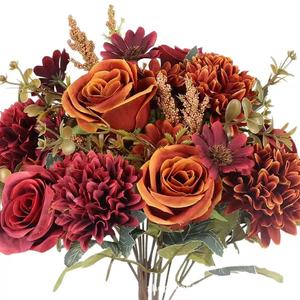 Bouquet de fleurs artificielles en soie rose, style pastoral européen, décoration à main, pour salon, tables basses et tables à manger - Product Image 5