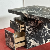 Bureau de direction en marbre Calacatta Viola noir, surface solide de luxe moderne, taille personnalisée, pierre véritable, bureau à domicile pour PDG
