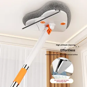 Serpillère rotative à 360° avec bac en plastique, lavage mains libres <span class=keywords><strong>pour</strong></span> nettoyer les coins, les plafonds et les sols, essorage automatique - Product Image 2