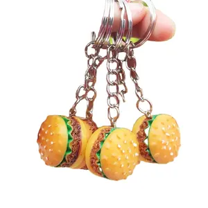 Móc Chìa Khóa Mới V Dễ Thương Nhựa Thực Phẩm Hamburger Mặt Dây Chuyền Túi Trang Trí Thực Phẩm Túi Xe Hamburger Keychain