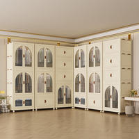 Armoire moderne de grande capacité pliable et mobile en PP Armoire de chambre à coucher pour vêtements Meubles de placard