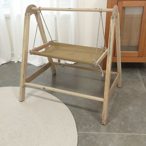 Her mevsim oturma odası kullanımı oynarken dinlenme tırmanma için çift katmanlı salıncak ve yatak ile katı ahşap çevre dostu kedi ağacı - Product Image 1