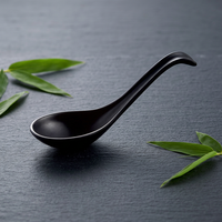 Cuillère à soupe japonaise noire en mélamine pour fruits, best-seller des restaurants