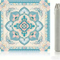 Tapete de Mahjong Americano de Lujo con Diseño Floral, Plegable, Ecológico, Tamaño Estándar de EE. UU., Superficie Impermeable y Silenciosa, Tema Rosa y Azul