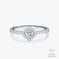 Bagues en moissanite Ailmay D Color rondes de 0,3 carat en argent sterling 925 pour femmes, bague de fiançailles, bijoux de mariage