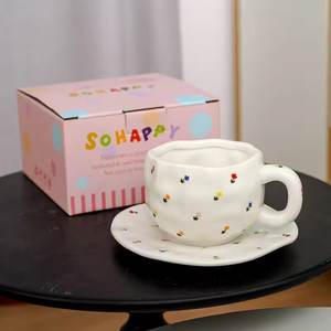 <b>Ceramic</b> Coffee <b>Cup</b> Saucer Set Heart Style Hand-painted <b>Ceramic</b> Women's High-value Afternoon Tea <b>Cup</b> - Product Image 5