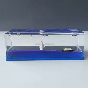 Titanische Boot In Souvenir Geschenken Op Maat Gemaakte Vloeibare Drijver Presse Acryl Kristal Plastic Kubus Vorm Aqua Olie Water - Product Image 5