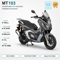 Scooter à essence 150 cm³ 4 temps refroidi par eau EURO 5, injection électronique BOSCH, 10,5 kW, vitesse maximale 95 km/h, réservoir de carburant 11 L, cyclomoteur à essence