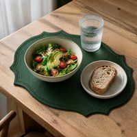 Set de table ovale en PVC, simili cuir, couleur unie, antidérapant, lavable, résistant à la chaleur, écologique, luxe, pour la cuisine, pour le café