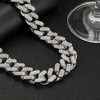 21MM audacieux et élégant hommes Masculin Fine Jewelry Collection Hip Hop Rhodium Argent Blanc Plaqué Chaînes cubaines