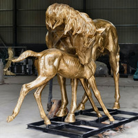 Statues de cheval et de jeune cheval en bronze, grandeur nature, imprimées en 3D en relief, style Feng Shui moderne, pour jardin extérieur, cadeau personnalisé