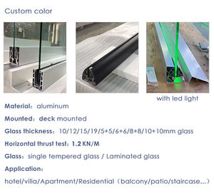 מרפסת אבטחה מעקה זכוכית מעקה 12 16 מ "מ מעקה אלומיניום גדר ערוץ u clamp חומרה בסיס מרפסת מעקה - Product Image 3