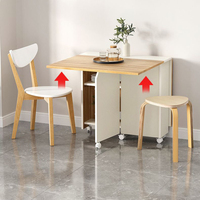 Ensemble de table à manger pliable moderne avec chaises, design gain de place, table et chaises multifonctionnelles en bois sur roulettes