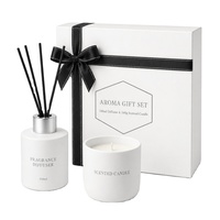 Coffret Cadeau Luxe FTQS Diffuseur à Bâtonnets et Bougie Parfumée Blanc Mat Parfum d'Ambiance pour la Maison Boîte Cadeau Marque Privée Vente en Gros OEM
