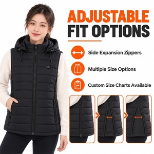 Gilet chauffant électrique personnalisé haut de gamme avec logo, capuche amovible, chaleur multi-zones, matelassé, pour l'hiver, OEM ODM - Product Image 2