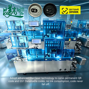 Marqueur laser à fibre 100W pour couvercles de boissons, avec gravure de codes Data Matrix et élimination des codes QR défectueux, capacité de 600 bouchons par minute - Product Image 3