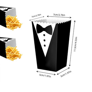 Cajas de papel de palomitas de maíz con pajarita de traje blanco y negro creativas al por mayor adecuadas para películas y niños - Product Image 4