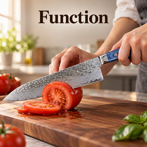 Juego de Cuchillos de Cocina de Acero de Damasco al por Mayor, Cuchillos de Chef Modernos con Patrón Martillado, Mango de Madera Pakka, Cuchillos Profesionales para Cocinar de 8-9.9 pulgadas - Product Image 4