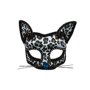 Máscara de Gato Leopardo de las Nieves, Azul y Negra, para Disfraces y Fiestas, Inspirada en Animales, con Orejas y Ojos de Gato - Product Image 1