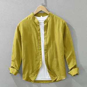 Camisas de Lino y Algodón Transpirables de Manga Larga con <span class=keywords><strong>Cuello</strong></span> Alto Casuales de Alta Calidad a Precio de Mayoreo para Hombre - Product Image 5