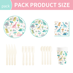 DAMAI Nuevo Juego de Vajilla Desechable con Diseño de Animales, Platos, Vasos y Servilletas de Papel para Postre y Cena con Dinosaurios - Product Image 6