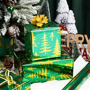 MAYPLUSS Vintage Green Christmas Wrapping Paper Roll 17 Inch X 33 Feet Metallic Gold Tree Pattern Holiday Gift <b>Wrap</b> - Product Image 6