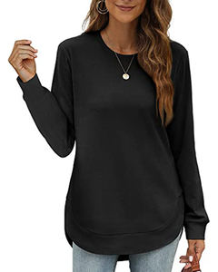 Automne/hiver 2025 nouveau doux solide ample décontracté Street Style soeurs femmes Vintage col rond surdimensionné chemise à manches longues - Product Image 6