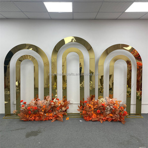 Nuevo oro doble redondo Metal flor titular boda fiesta evento carretera guía flor soporte escenario telón de fondo arreglos Props - Product Image 1